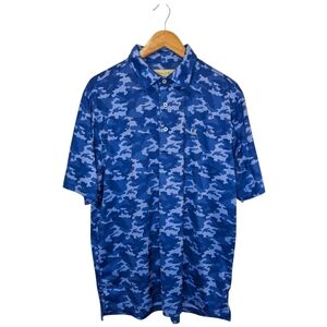 Donald Ross Blue Camouflage Men's Short Sleeve Polo Shirt Size Medium